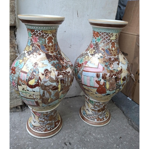 369 - Large pair of late Taisho period (1912-1926) Japanese Satsuma vases (2),

Both approx 45cm tall