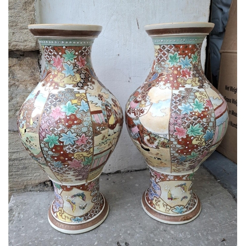 369 - Large pair of late Taisho period (1912-1926) Japanese Satsuma vases (2),

Both approx 45cm tall