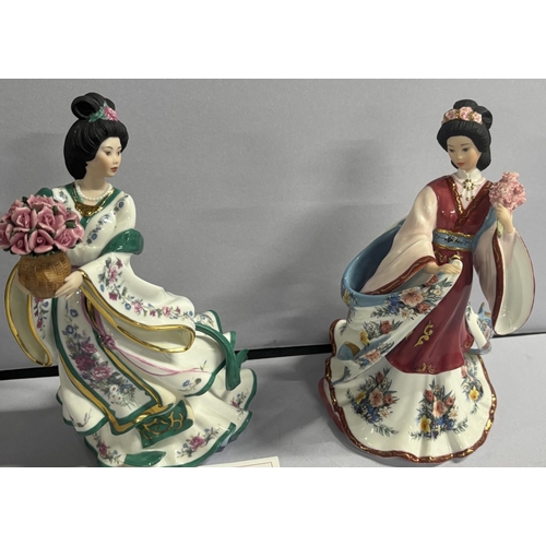 383 - 2 Danbury Mint figures by Lena Liu 1 is The Plum Blossom Princess and the other is The Rose princess... 