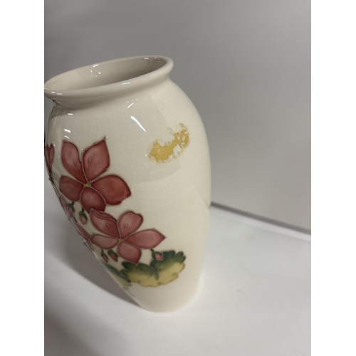 422 - White floral moorcroft vase