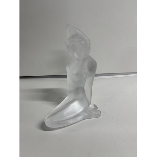 426 - Lalique of France signed glass - seated lady