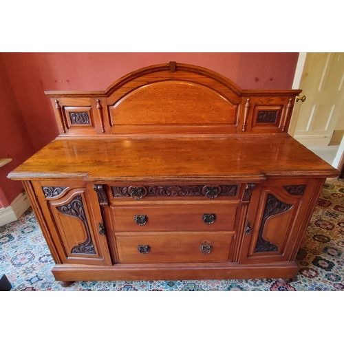 440 - Fine quality antique sideboard with hand-carved top-piece and inner drawers