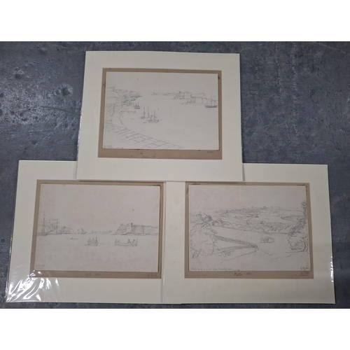 302 - Three rare c1851 Malta pencil landscapes, all inscribed and dated and indistinctly signed (3)