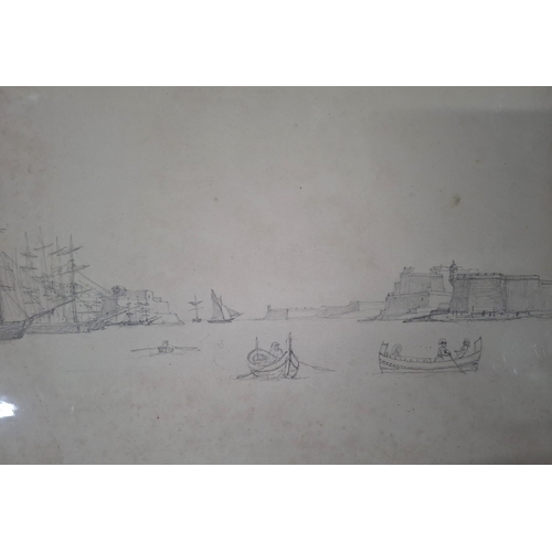 302 - Three rare c1851 Malta pencil landscapes, all inscribed and dated and indistinctly signed (3)