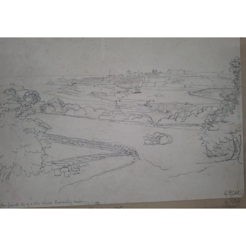 302 - Three rare c1851 Malta pencil landscapes, all inscribed and dated and indistinctly signed (3)