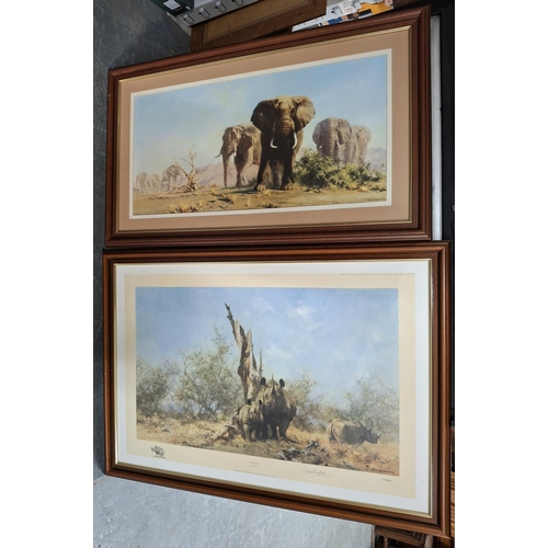 251 - Two large, framed David Shepherd (1931-2017) wild animal prints, one a pencil signed, limited editio... 