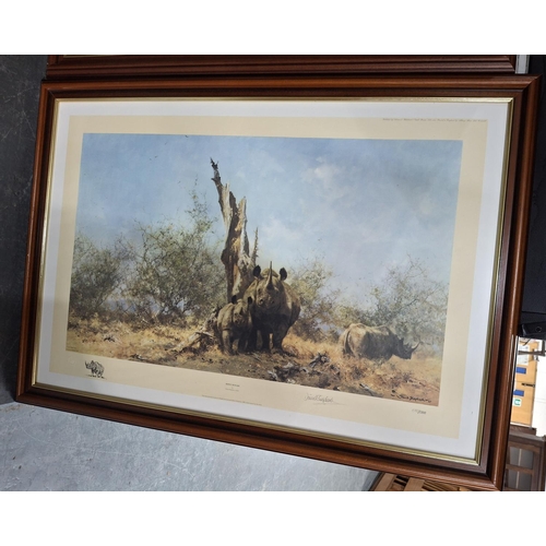 251 - Two large, framed David Shepherd (1931-2017) wild animal prints, one a pencil signed, limited editio... 