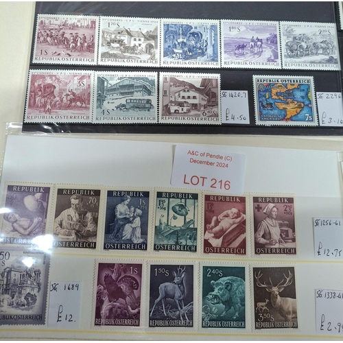 216 - Large quantity of dealer cards all containing Austria mint 20thC stamps and sets, good values (Qty)