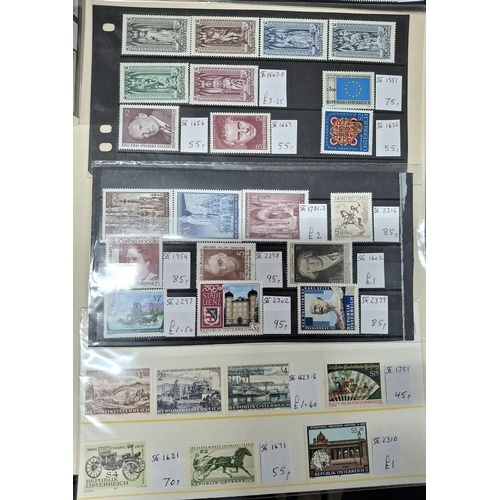 216 - Large quantity of dealer cards all containing Austria mint 20thC stamps and sets, good values (Qty)