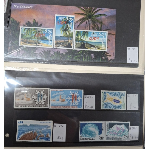 223 - 14 dealer sheets containing mint unmounted sets and mini-sheets of French Island territories, good v... 