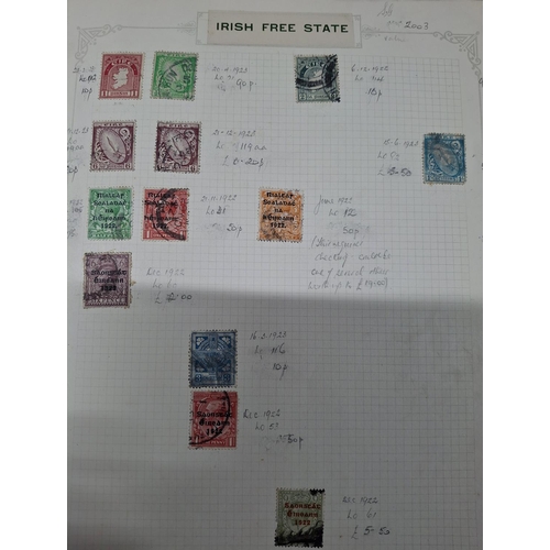 227 - Green stamp album containing old world stamps including early Irish Republic, China etc, both used a... 