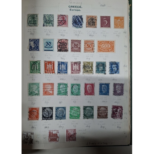 227 - Green stamp album containing old world stamps including early Irish Republic, China etc, both used a... 