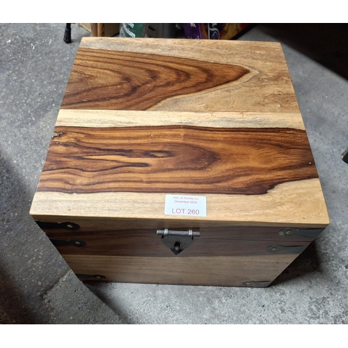 260 - Modern wooden storage box with 2 metal handles