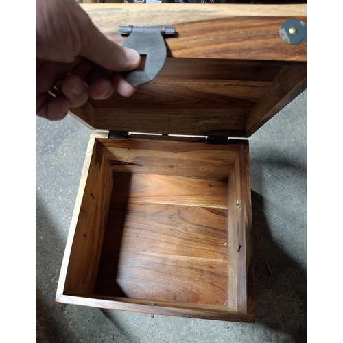 260 - Modern wooden storage box with 2 metal handles