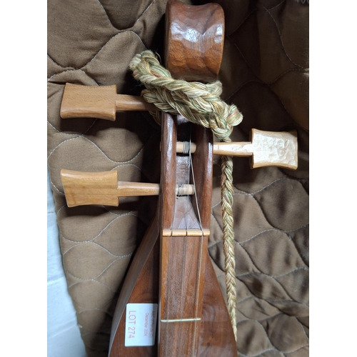 274 - 1960s/1970s hand-made wooden Baritone Dulcimer with cover