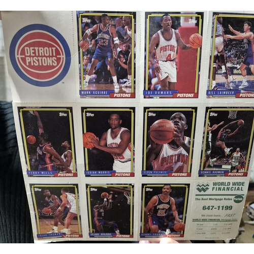 280 - Sheet of vintage collectable US basket ball players of the Detroit Pistons, produced by the Topps Co... 