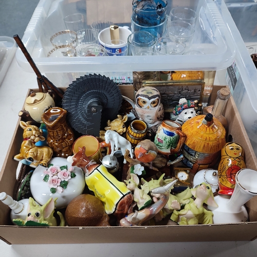 405 - Collection of various items including a table lamp, figures, glassware etc. (Qty)