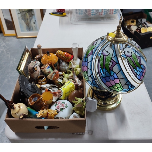 405 - Collection of various items including a table lamp, figures, glassware etc. (Qty)