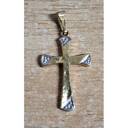 49 - 9ct yellow gold cross with small diamonds to either end together with 1 hallmarked 9ct yellow gold f... 