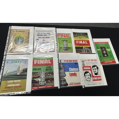 111 - 12 Football cup final programs some from the 60/70s including Leicester v Manchester United and Pres... 