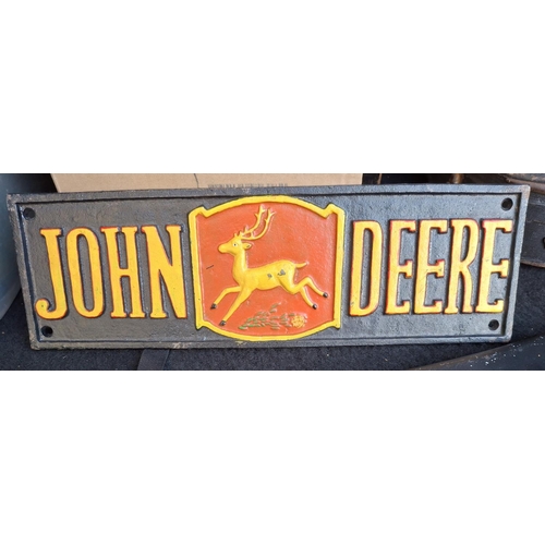 114 - A CAST IRON JOHN DEERE SIGN,

12 x 39 cm