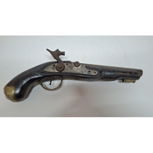 121 - Georgian flintlock pistol inscribed 