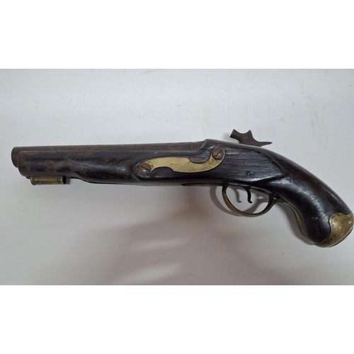 121 - Georgian flintlock pistol inscribed 