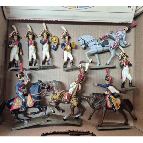 203 - Selection of vintage lead soldiers, 4 Napoleonic era infantry and 4 Cavalry together with a referenc... 