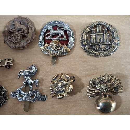 217 - Ten WWII era British military cap badges etc (Qty)