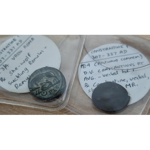 225 - 6 ROMAN COINS EACH ANOTATED WITH DESCRIPTION TO THE COIN (6)