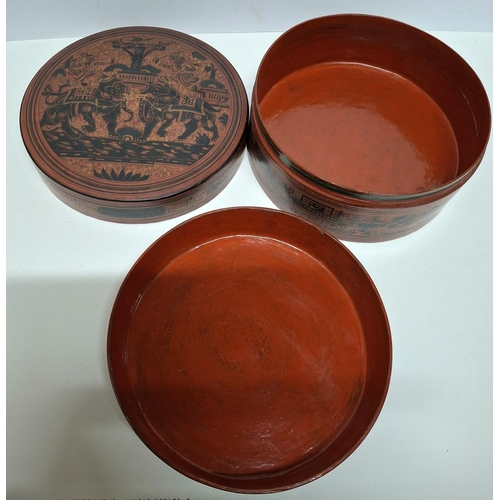 229 - Fine quality, old Indian tiffin box with extensive external decoration