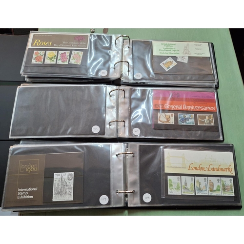 293 - Three albums of approx 55 GB stamp sets, mainly late 1970s and early 1980s (approx 55 sets)