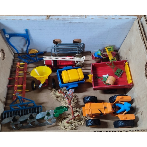 306 - Collection of various farming toy figures and vehicles includes livestock in bags etc. (Qty)