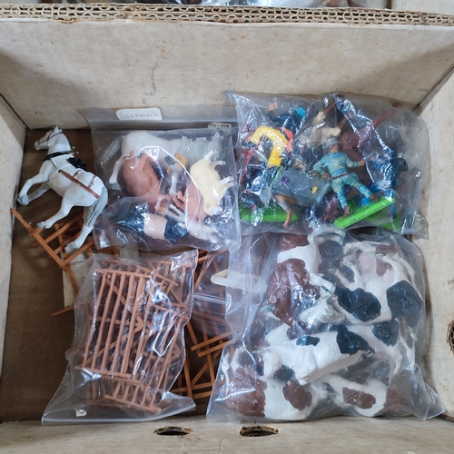 306 - Collection of various farming toy figures and vehicles includes livestock in bags etc. (Qty)