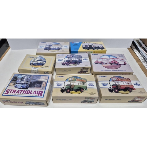 313 - 8 Boxed Corgi buses and cars including Starthblair