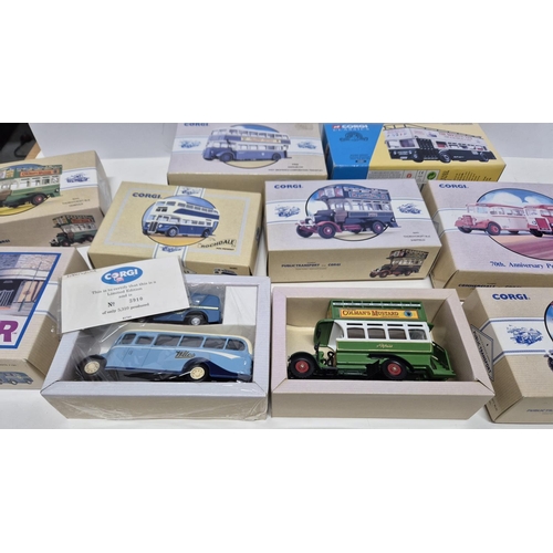 313 - 8 Boxed Corgi buses and cars including Starthblair