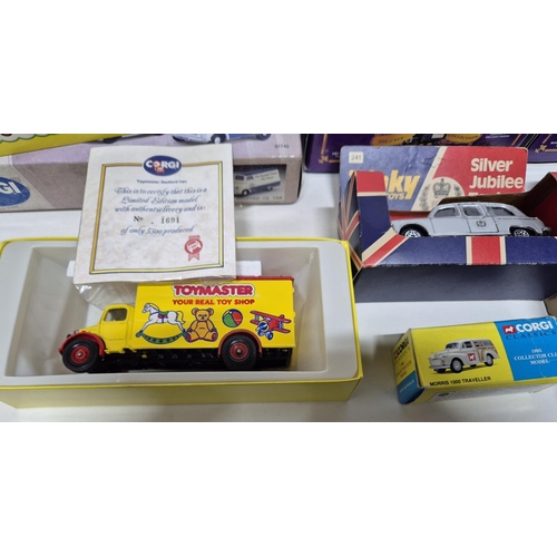 316 - Mainly Boxed Corgi cars including Cadbury and Sunday times and a Boxed Dinky