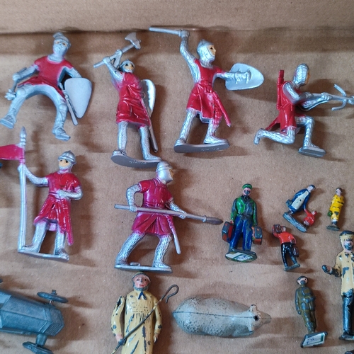 358 - Selection of lead and cold painted figurines including Chad Valley horse & jockeys etc. (Qty)