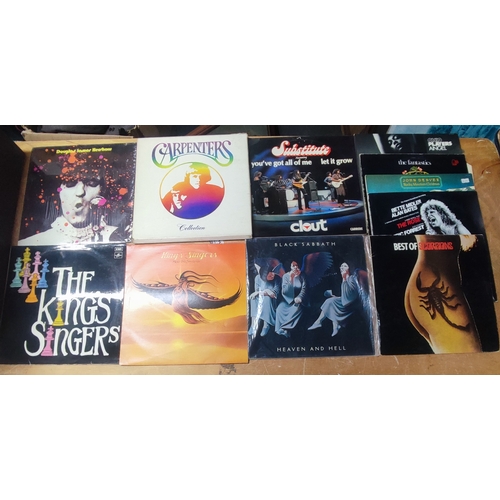 370 - Large collection of mixed vinyl records including Black Sabbath, The Scorpions, The Carpenters, Guid... 