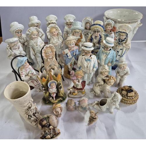 405 - Quantity of mainly 19thC pottery and figurines, the vast majority, mid 19thC bisque figures, probabl... 