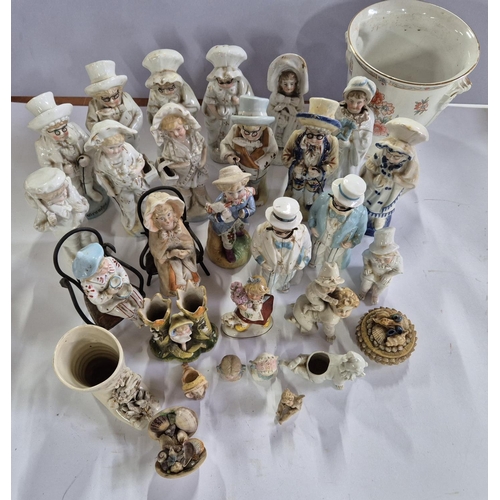 405 - Quantity of mainly 19thC pottery and figurines, the vast majority, mid 19thC bisque figures, probabl... 