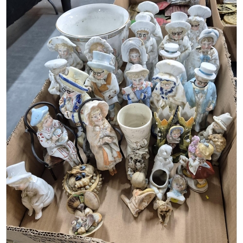 405 - Quantity of mainly 19thC pottery and figurines, the vast majority, mid 19thC bisque figures, probabl... 