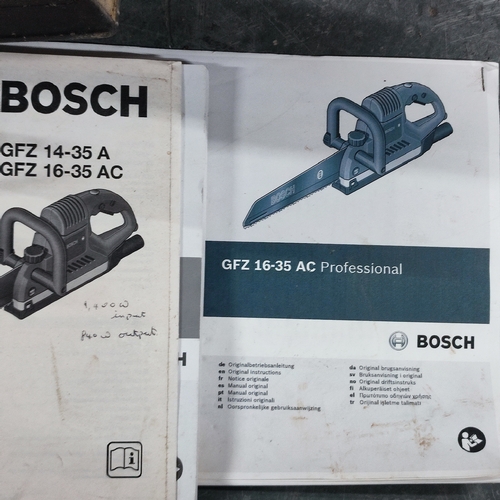 421 - Collection of various tools including a Bosch GFZ 16-35 AC cutter, cased vernier calipers and hammer... 