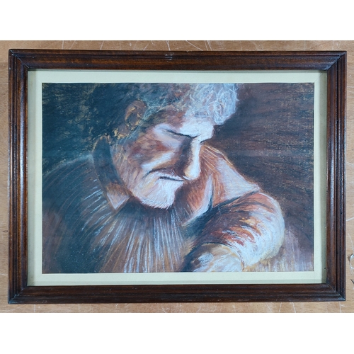 133 - Unsigned pastel portrait of a resting gentleman, framed and glazed, 32 x 45cm