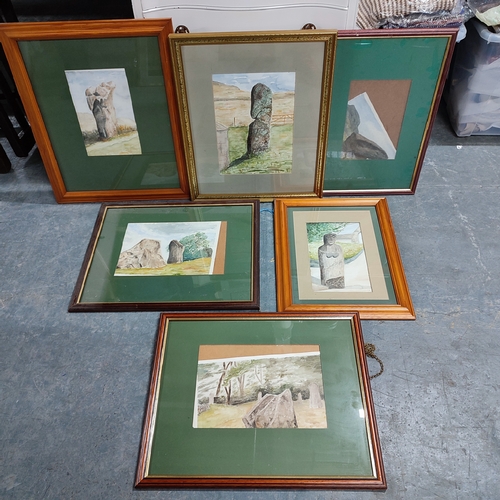 134 - Collection of six watercolours depicting rock formations, some artist signed, all framed and glazed,... 