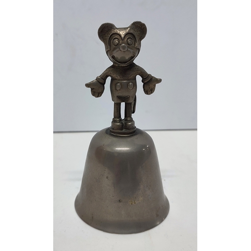 355 - Walt Disney Productions, Cavalier, Silver plated brass Mickey Mouse bell, 11.5cm high