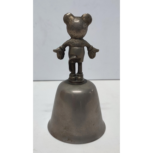 355 - Walt Disney Productions, Cavalier, Silver plated brass Mickey Mouse bell, 11.5cm high