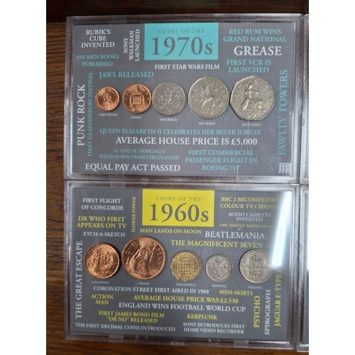 242 - Four UK coin sets for 1940s, 1950s, 1960s and 1970s (4)