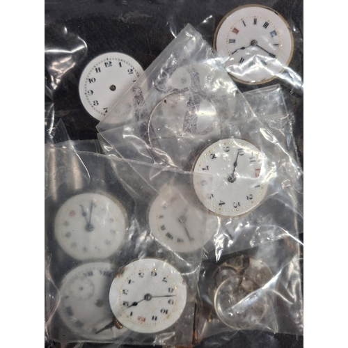 73 - Bag of ladies vintage cocktail watches together with a quantity of early 20thC antique watch faces w... 