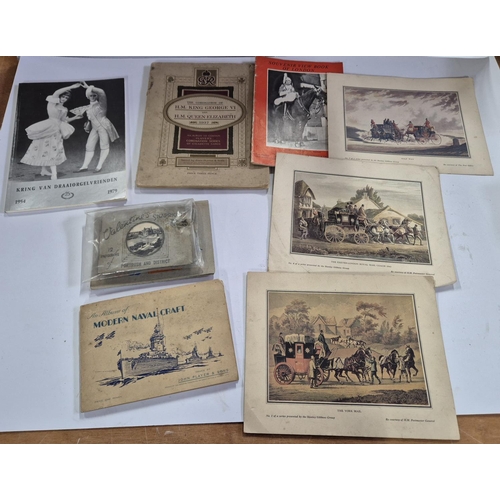 155 - Box of vintage ephemera to include old prints, booklets of cigarette cards etc (Qty)